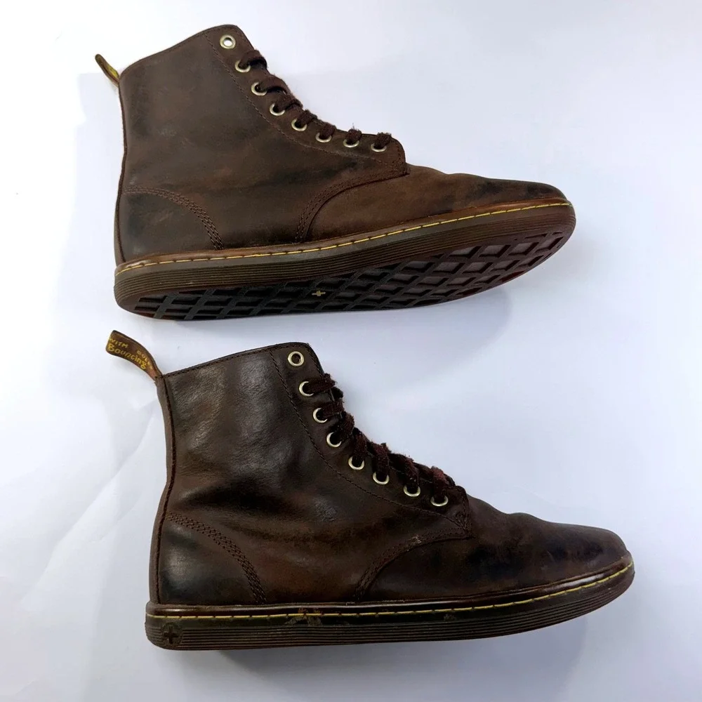 Dr. Martens Tobias Boots Mens 9 Womens 10 Brown Leather Lace Up Combat AW004